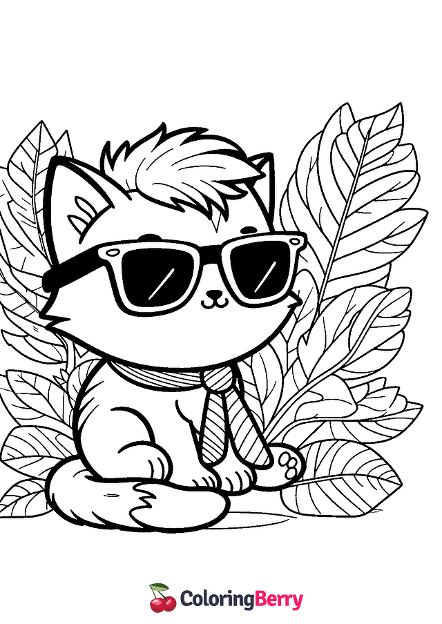 Cool Cat Coloring Page