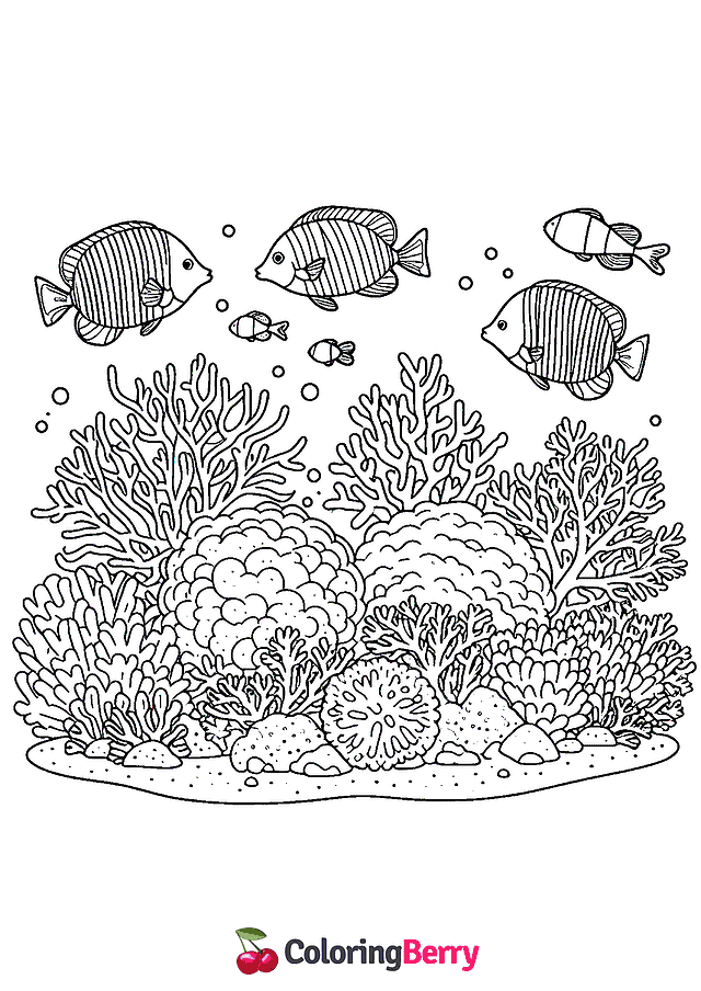 Coral Reef Fish Coloring Page