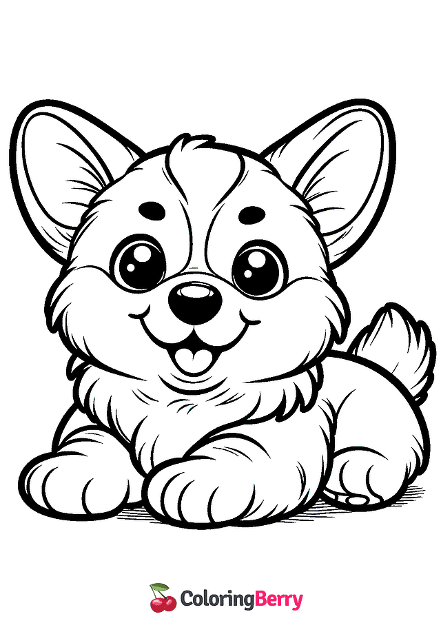 Corgi Puppy Coloring Page