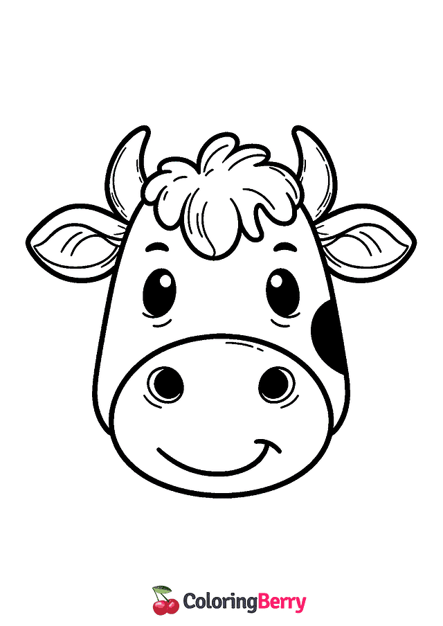 Cow Face Coloring Page