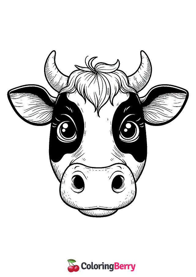 Cow Head Coloring Page