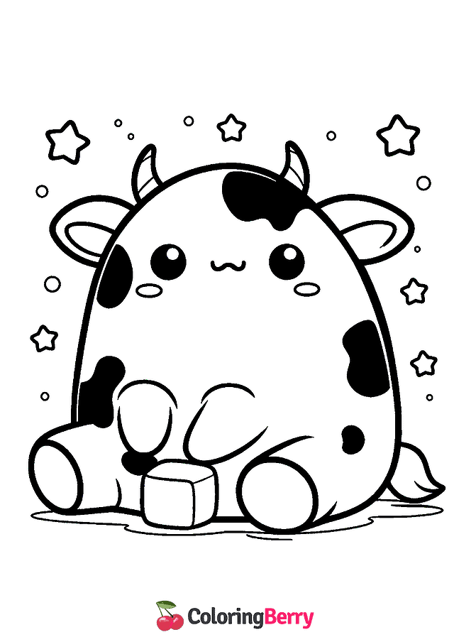 Cow Squishmallow Coloring Page