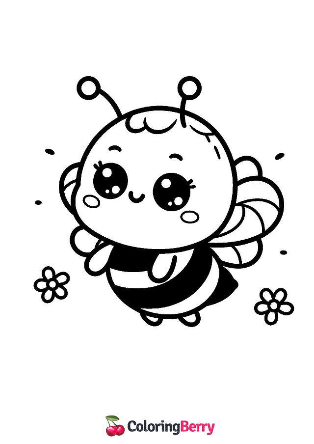 Cute Bee Coloring Page