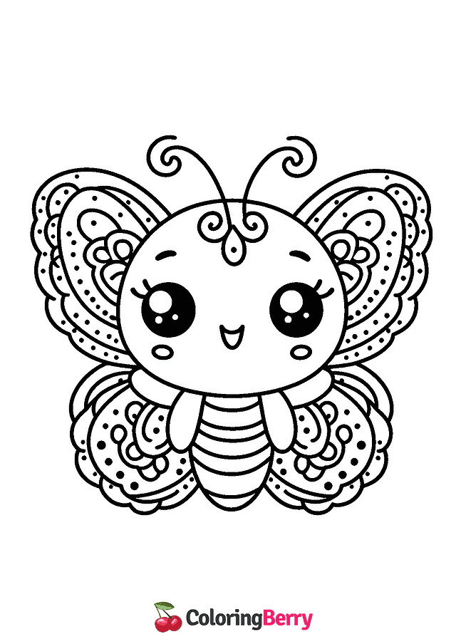 Cute Butterfly Coloring Page