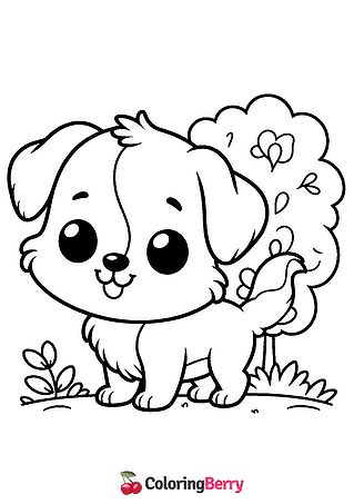 Cute Cartoon Dog Coloring Page