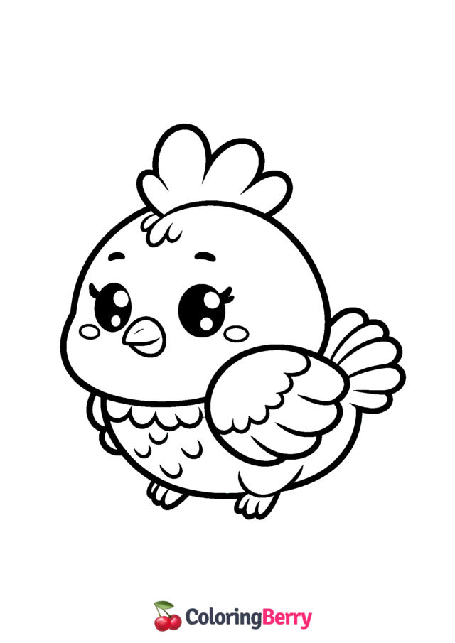 Cute Chicken Coloring Page