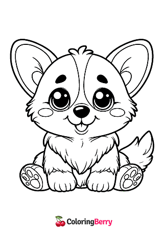 Cute Corgi Coloring Page