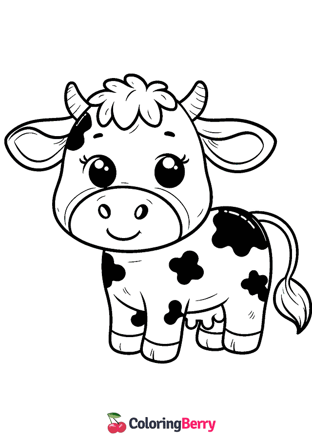 Cute Cow Coloring Page