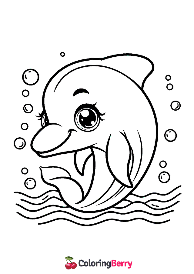 Cute Dolphin Coloring Page