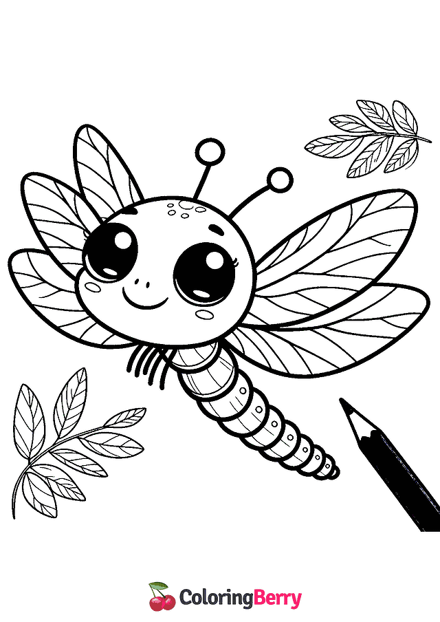 Cute Dragonfly Coloring Page