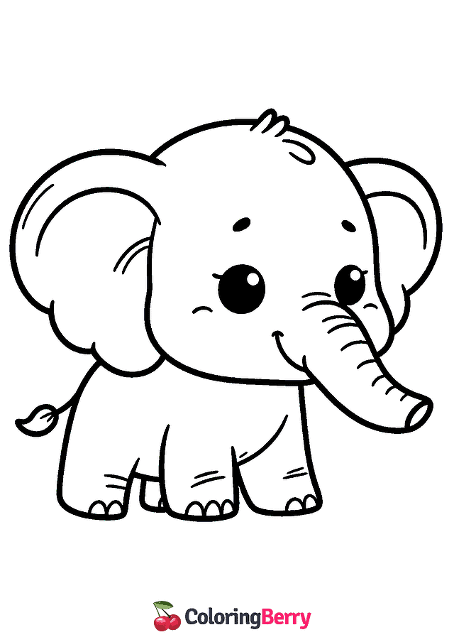 Cute Elephant Coloring Page