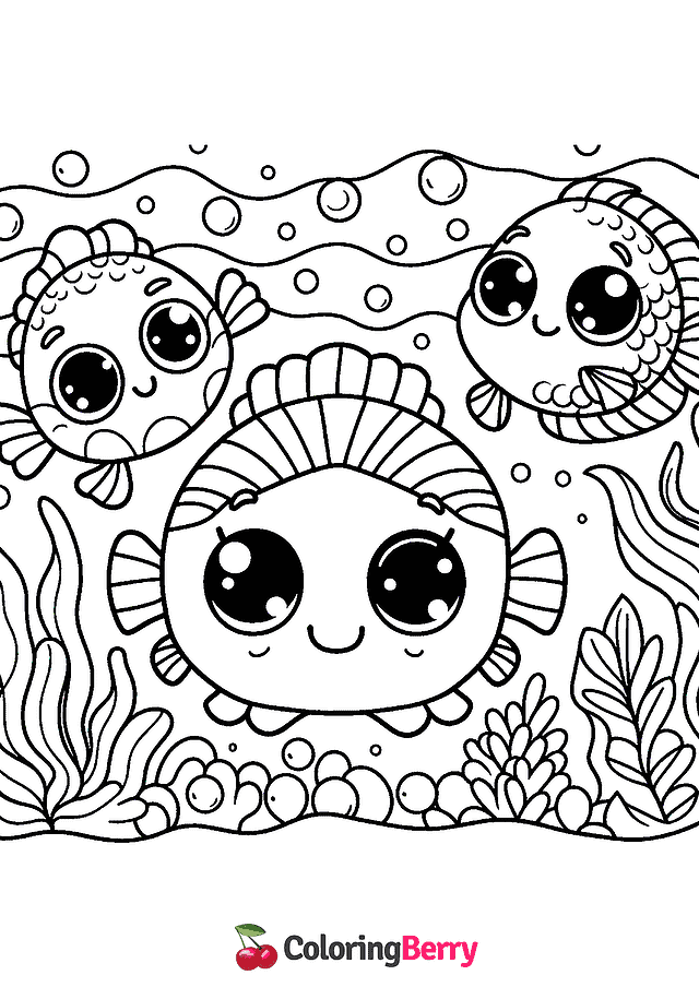 Cute Fish Coloring Page