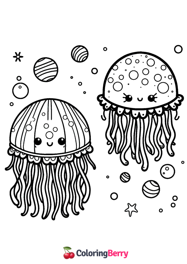 Cute Jellyfish Coloring Page