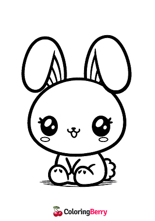 Cute Kawaii Bunny Coloring Page