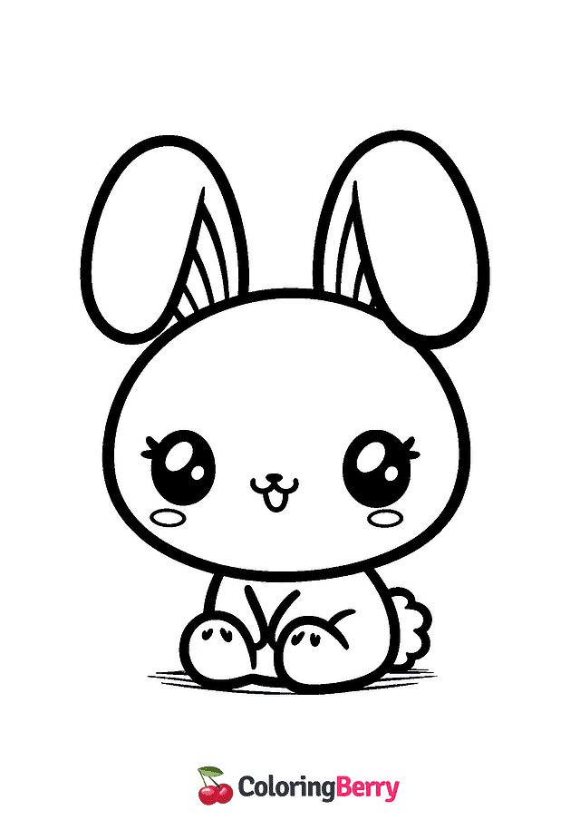 Cute Kawaii Bunny Coloring Page