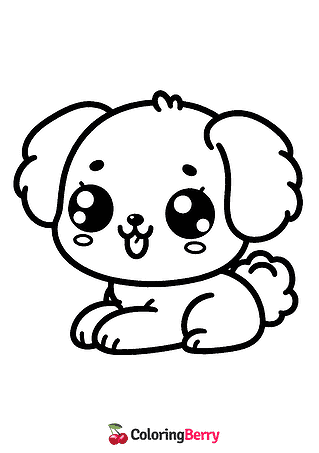 Cute Kawaii Dog Coloring Page