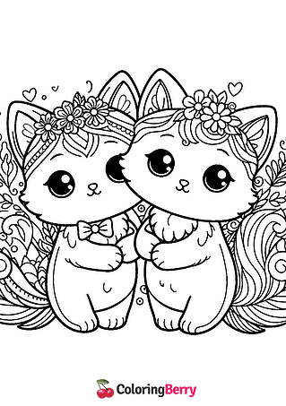 Cute Kitties Coloring Page