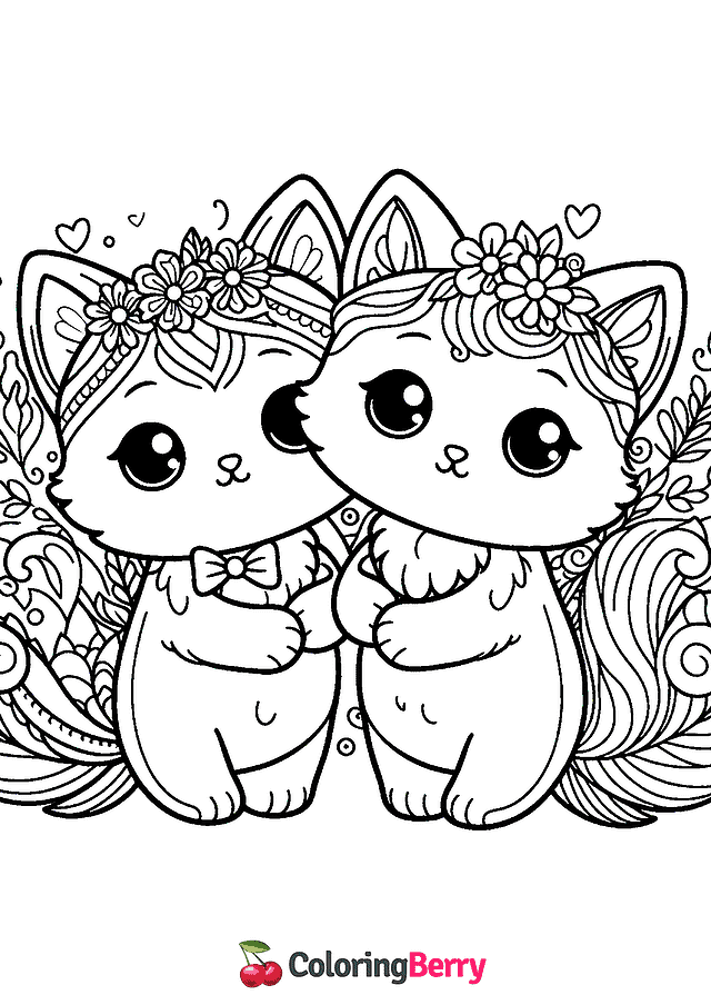 Cute Kitties Coloring Page