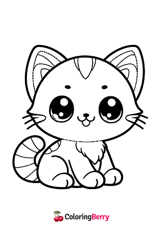 Cute Kitty Cat Coloring Page