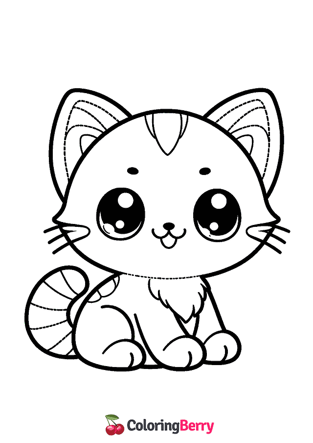 Cute Kitty Cat Coloring Page