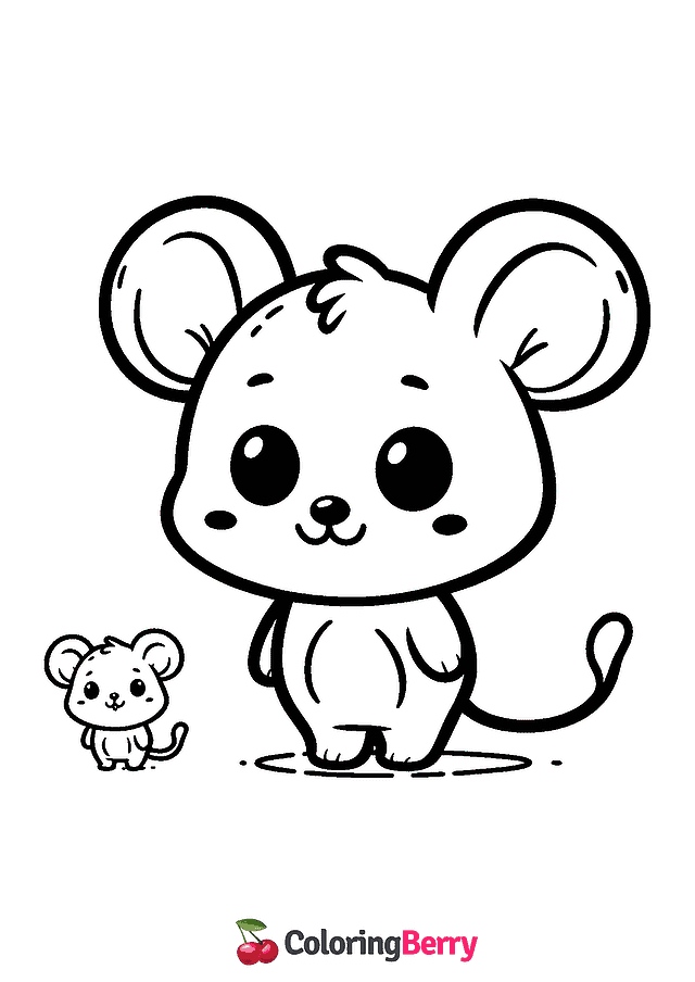 Cute Mouse Coloring Page