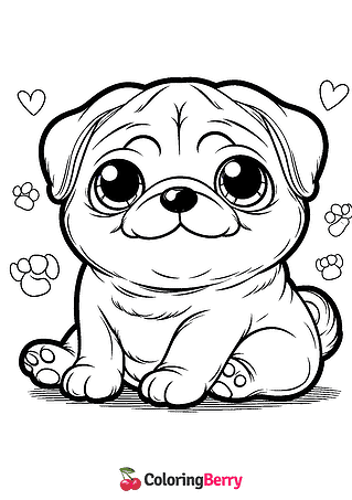Cute Pug Coloring Page