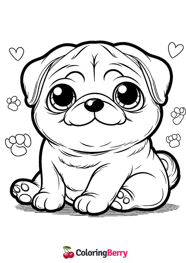 Cute Pug Coloring Page