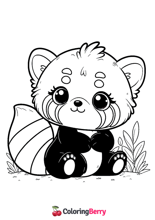 Cute Red Panda Coloring Page