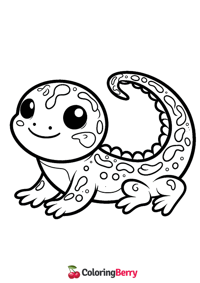 Cute Salamander Coloring Page