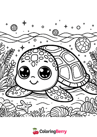 Cute Sea Turtle Coloring Page