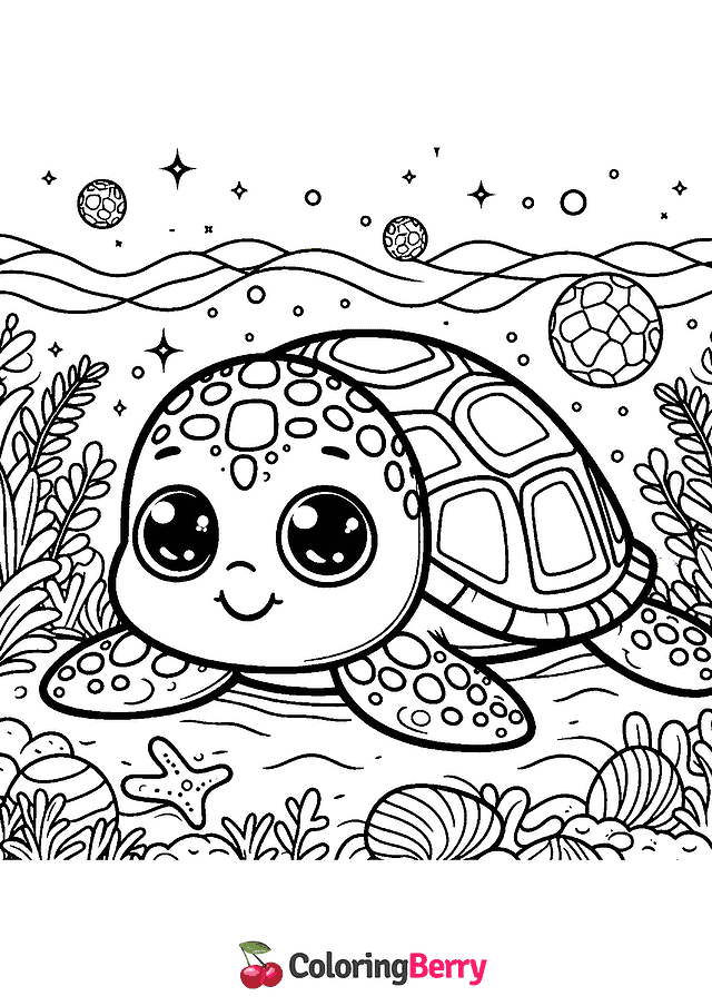 Cute Sea Turtle Coloring Page
