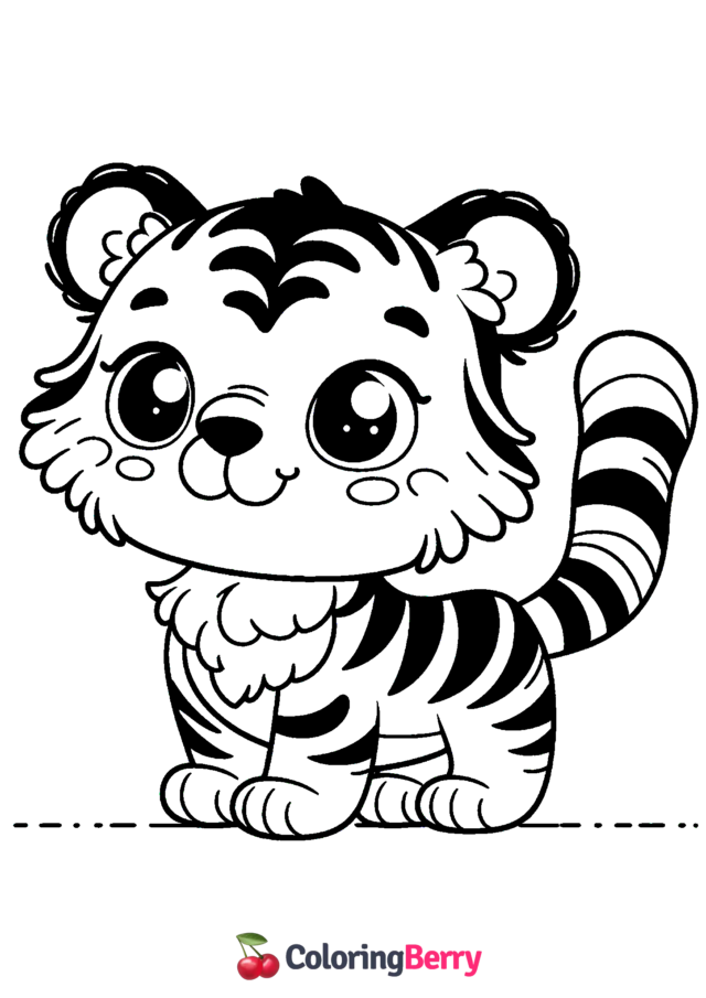 Cute Tiger Coloring Page