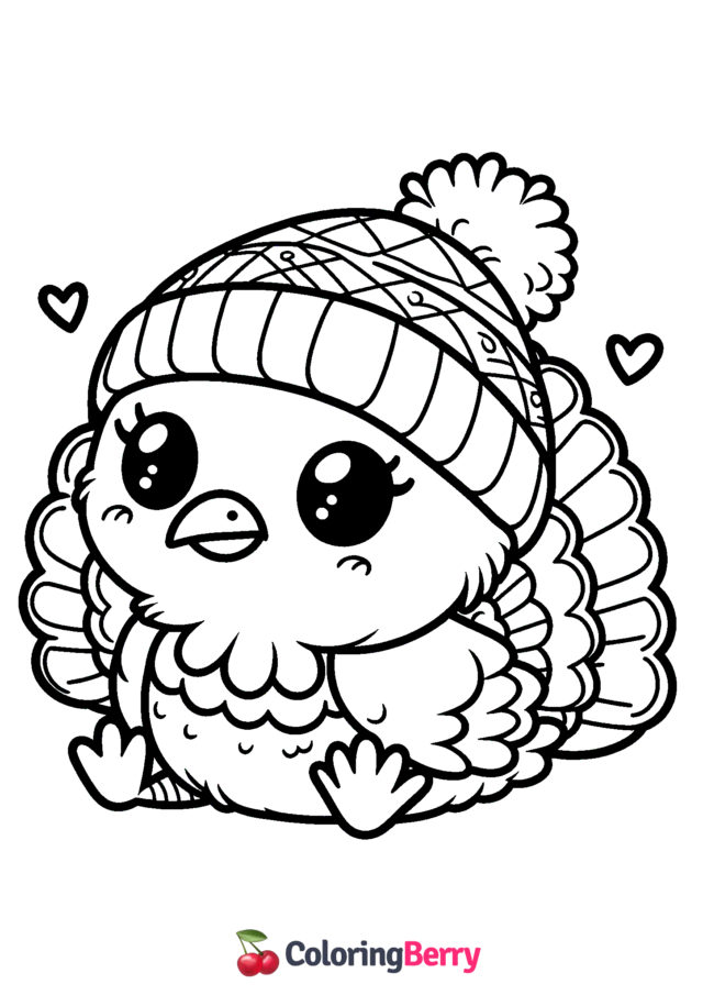 Cute Turkey Coloring Page