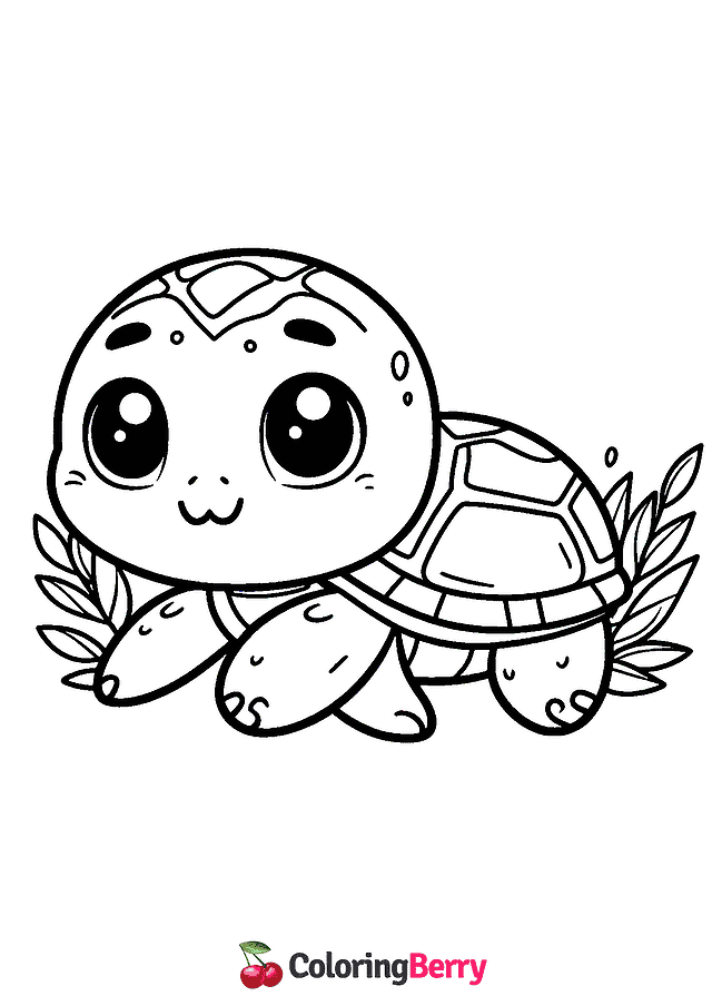 Cute Turtle Coloring Page