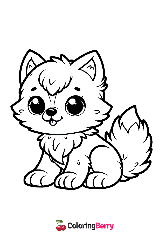 Cute Wolf Coloring Page