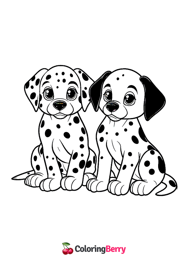 Dalmatian Puppies Coloring Page