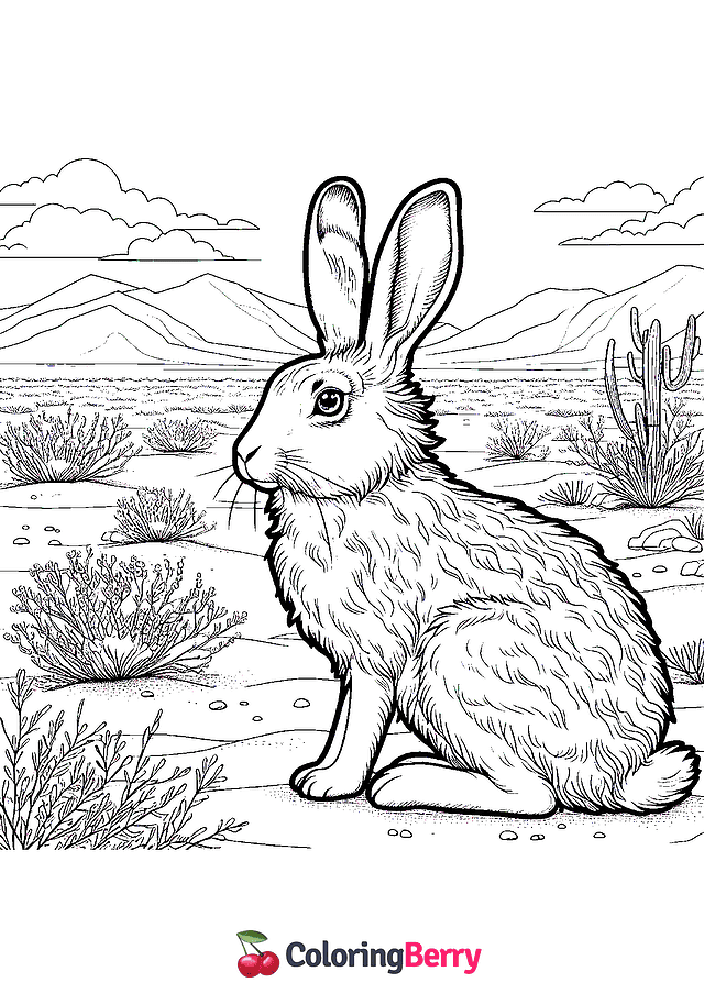 Desert Hare Coloring Page