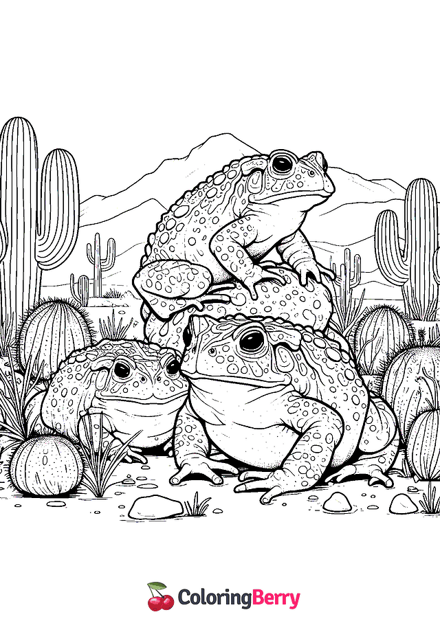 Desert Toads Coloring Page