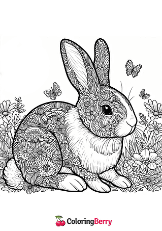 Detailed Bunny Coloring Page