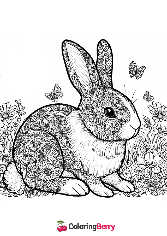 Detailed Bunny Coloring Page