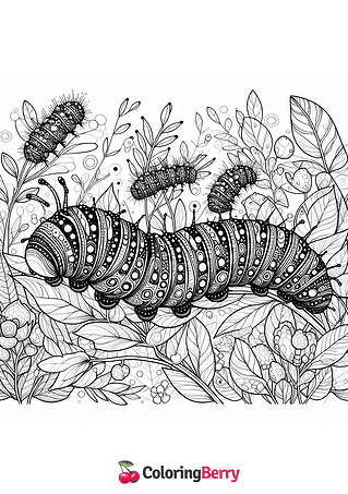 Detailed Caterpillar Coloring Page