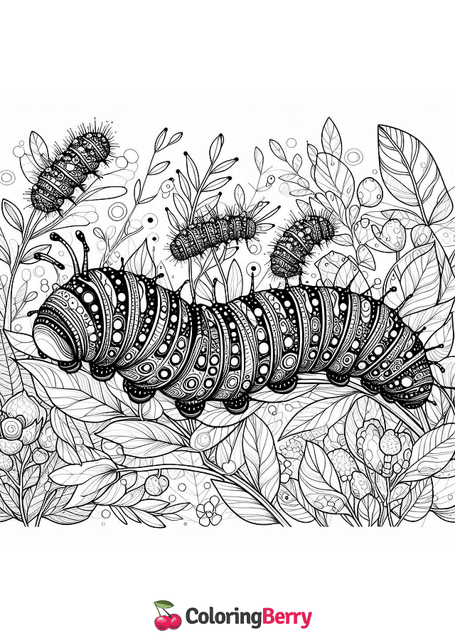 Detailed Caterpillar Coloring Page