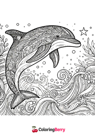 Detailed Dolphin Coloring Page