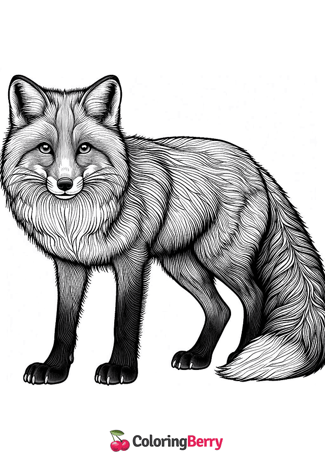 Detailed Fox Coloring Page