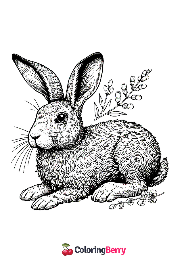 Detailed Hare Coloring Page