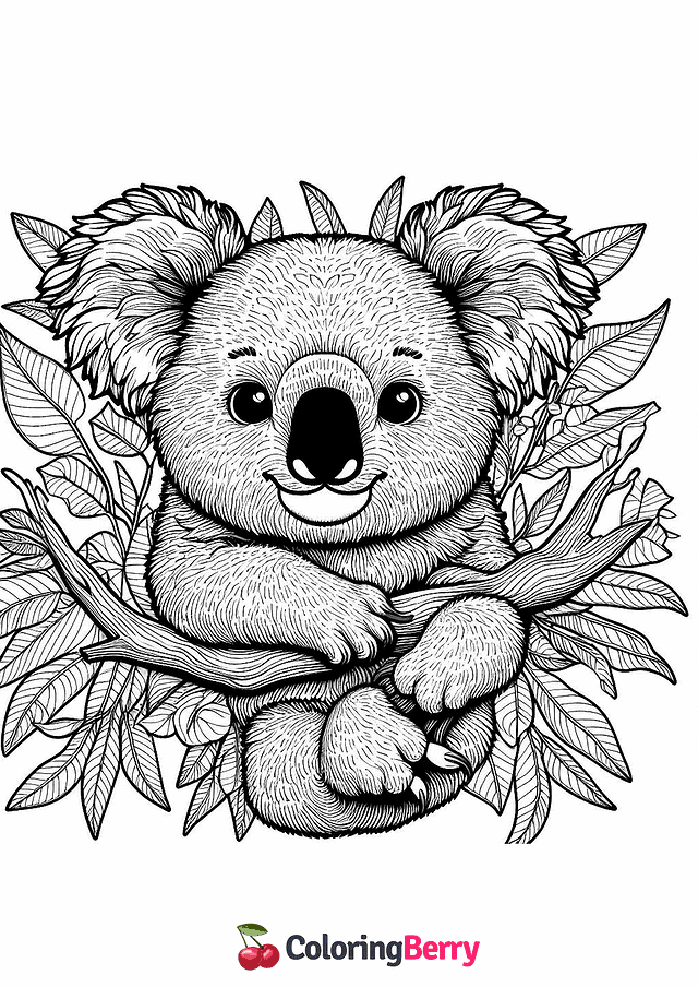 Detailed Koala Coloring Page