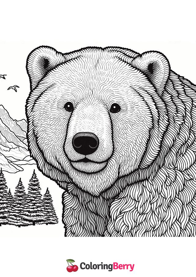 Detailed Polar Bear Coloring Page