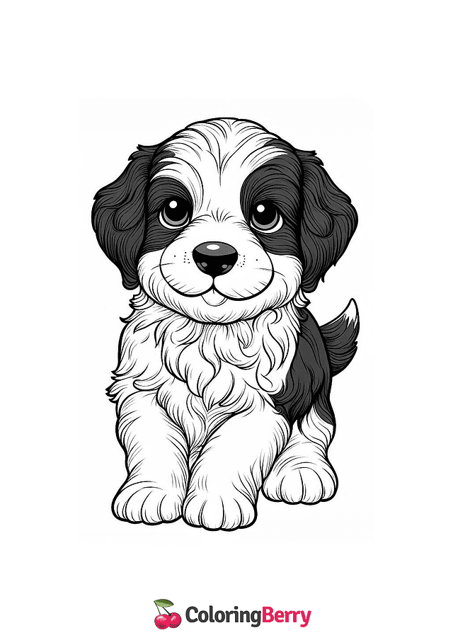 Detailed Puppy Coloring Page