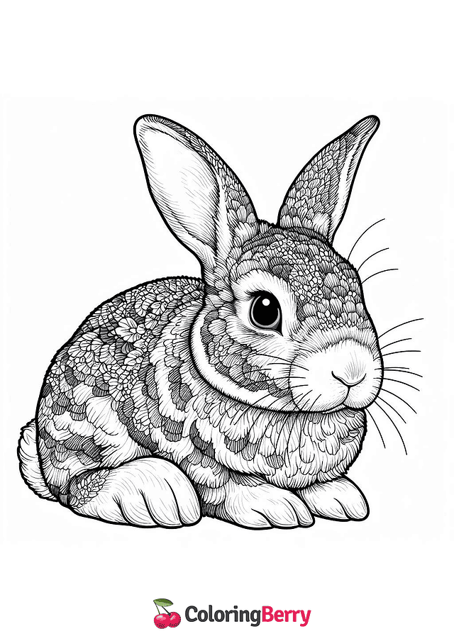 Detailed Rabbit Coloring Page