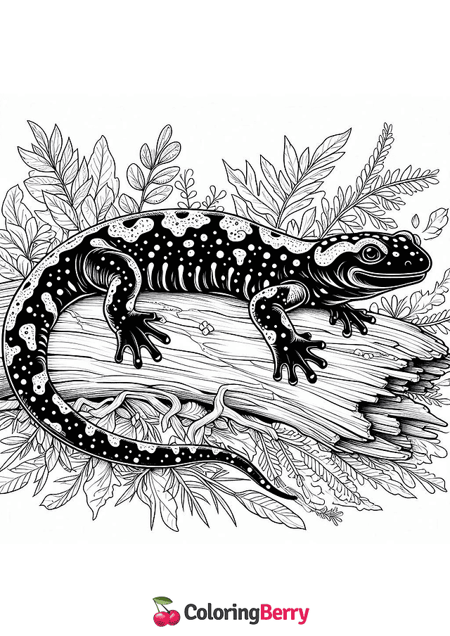 Detailed Salamander Coloring Page